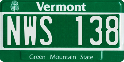 VT license plate NWS138