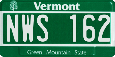VT license plate NWS162