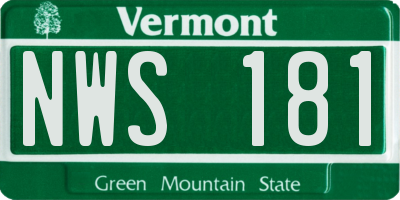 VT license plate NWS181