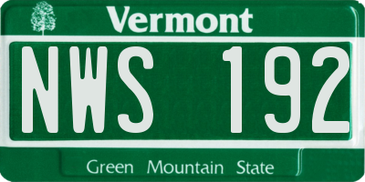 VT license plate NWS192