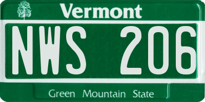 VT license plate NWS206