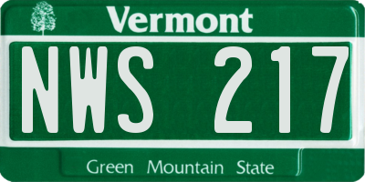 VT license plate NWS217