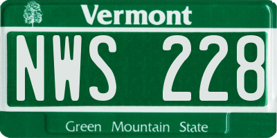 VT license plate NWS228