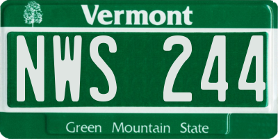VT license plate NWS244