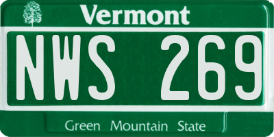 VT license plate NWS269