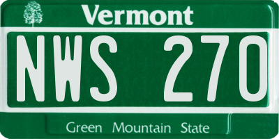 VT license plate NWS270