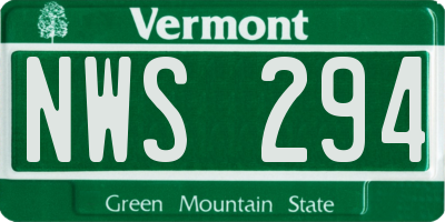 VT license plate NWS294