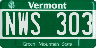 VT license plate NWS303