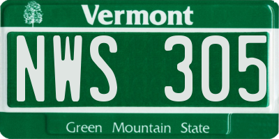 VT license plate NWS305