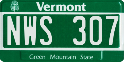 VT license plate NWS307