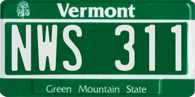VT license plate NWS311