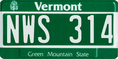 VT license plate NWS314