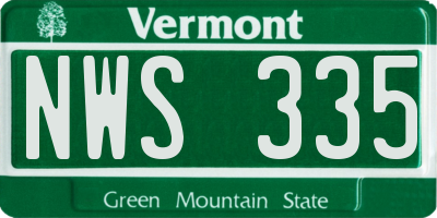 VT license plate NWS335
