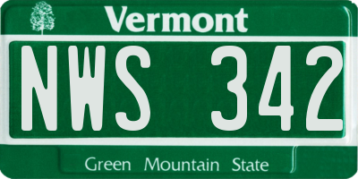 VT license plate NWS342
