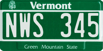 VT license plate NWS345