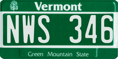 VT license plate NWS346