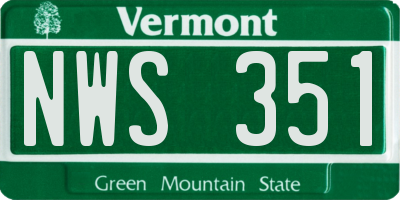 VT license plate NWS351