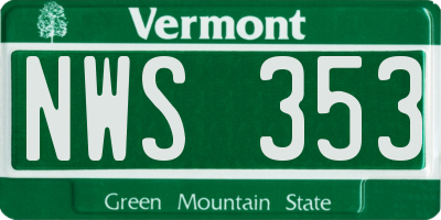 VT license plate NWS353