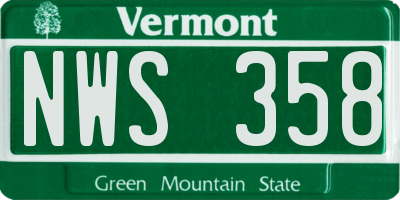 VT license plate NWS358