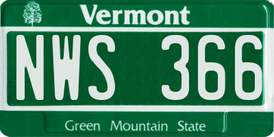 VT license plate NWS366