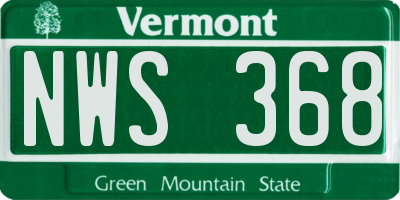 VT license plate NWS368