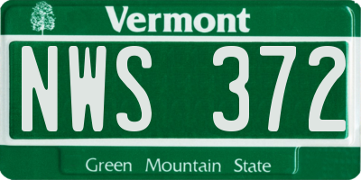 VT license plate NWS372