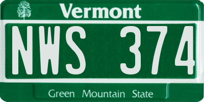 VT license plate NWS374