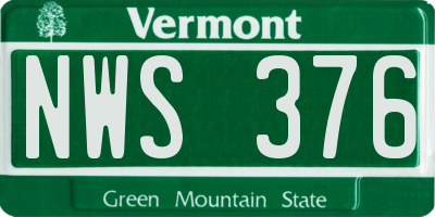 VT license plate NWS376