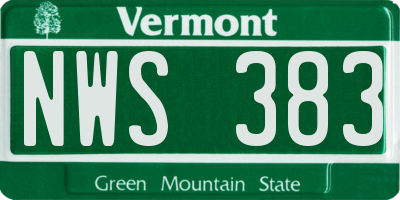 VT license plate NWS383