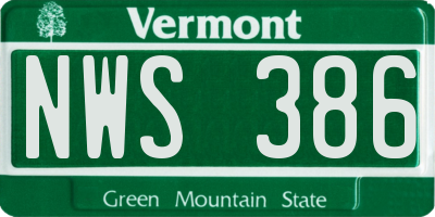 VT license plate NWS386
