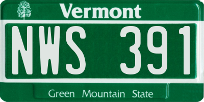 VT license plate NWS391