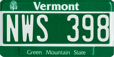 VT license plate NWS398