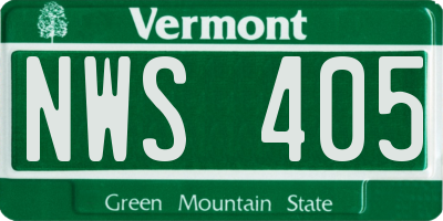 VT license plate NWS405