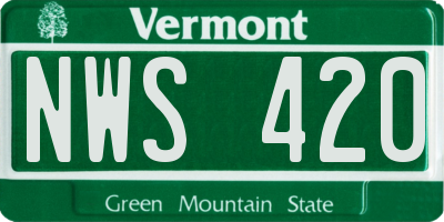 VT license plate NWS420