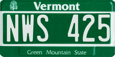 VT license plate NWS425