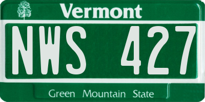 VT license plate NWS427