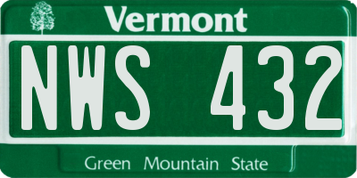 VT license plate NWS432