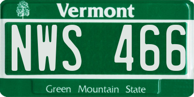 VT license plate NWS466