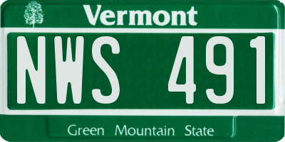 VT license plate NWS491