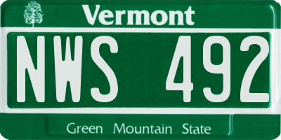 VT license plate NWS492