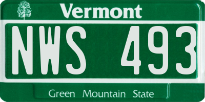 VT license plate NWS493