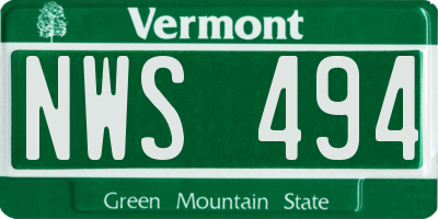 VT license plate NWS494