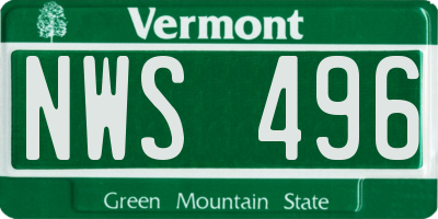 VT license plate NWS496