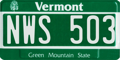 VT license plate NWS503