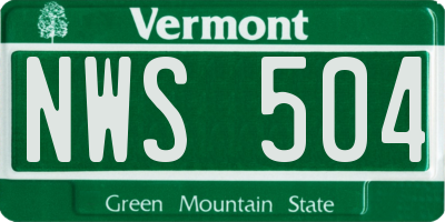 VT license plate NWS504