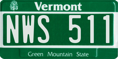 VT license plate NWS511