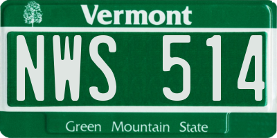 VT license plate NWS514