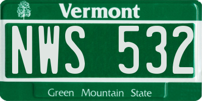 VT license plate NWS532
