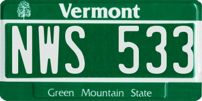 VT license plate NWS533