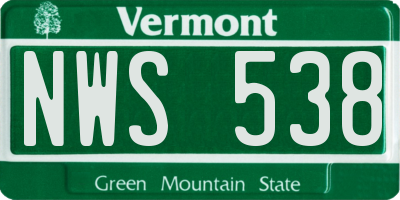 VT license plate NWS538